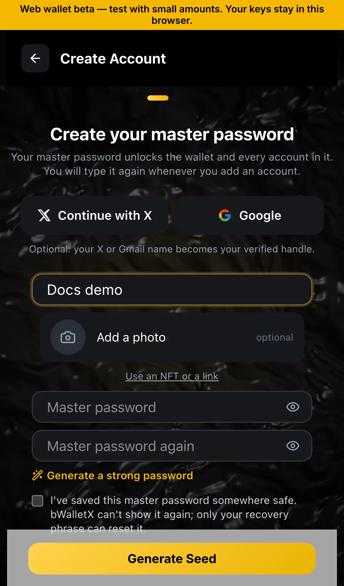Create your master password