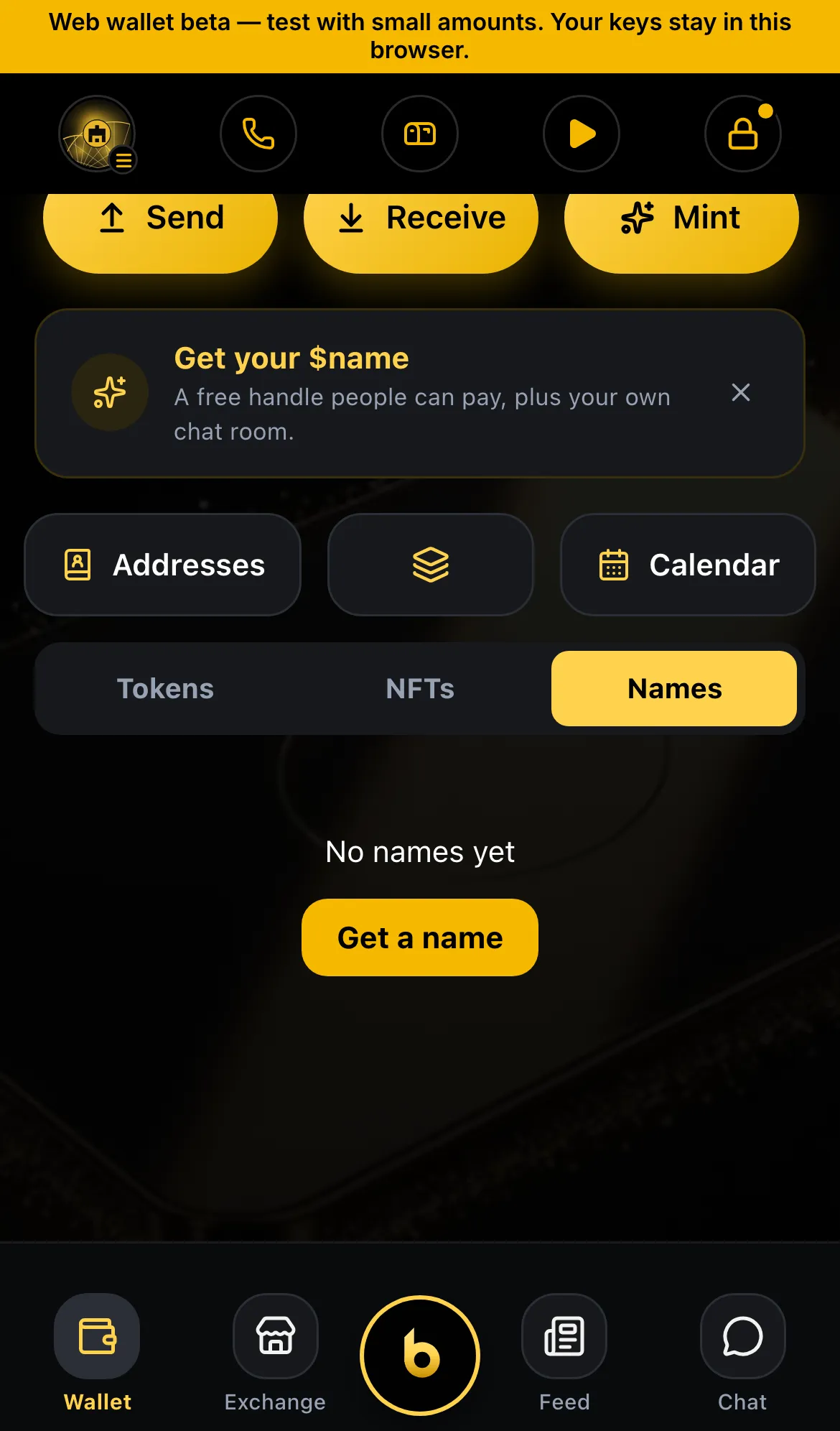 Names filter in the wallet